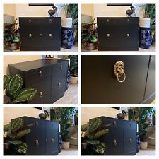 Pair Of Alcove Sideboards X2 Black Brass Lion Head 