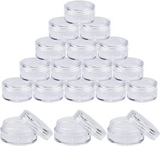 50 Empty Sample Pots, 5ml (5g) Clear Round Jar Plastic