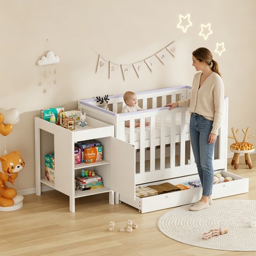 White baby crib storage - white,