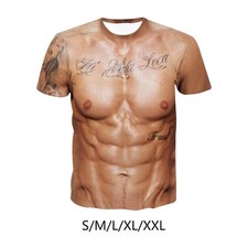 Men's Funny 3D Muscle Print T