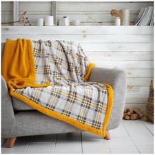 Teddy Fleece Throw Tartan Check Thermal Warm Large Soft & Cosy Sofa Bed Blanket