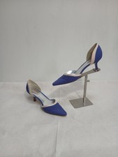 Womens Jacques Vert Shoes UK Size 6.5 D'Orsay Blue Heels Smart Elegant Satin
