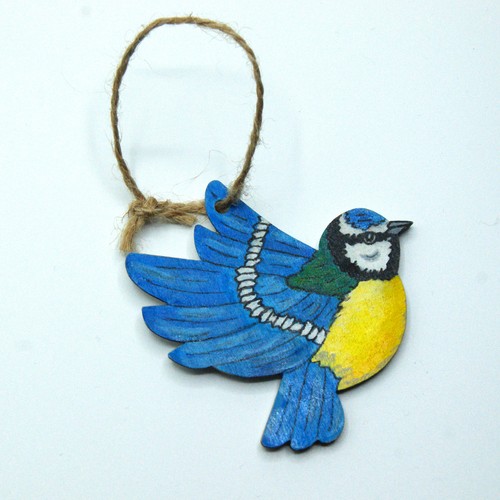 Blue tit wooden - blue, butterfly