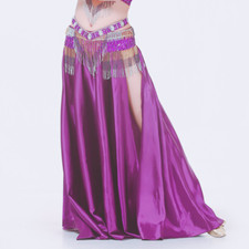 Belly Dance Costume Satin Skirt Circle Swing Long Skirt Tribal Dance Split Skirt