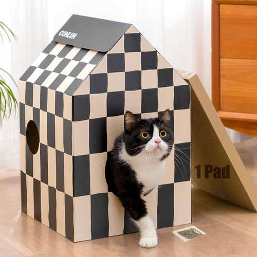 Cardboard cat scratch - cardboard, house