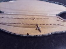 925 silver 24" belcher chain 925 silver cross pendant 20 mm long unknown stones