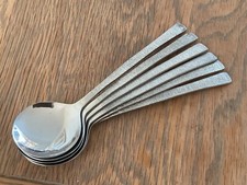 Viners STUDIO Cutlery: Set 6 Stainless Steel Soup Spoons - Gerald BENNEY 1970’s
