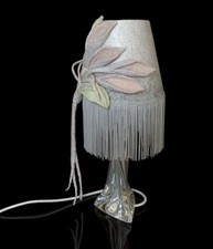 Artisan Felted Lily Table Lamp with Vintage Daum Crystal Base