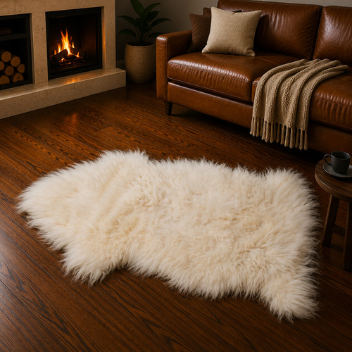 Genuine ivory sheepskin rug - ivory,