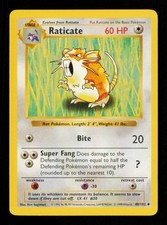 Pokemon Card Raticate 40/102 Shadowless Base Set WOTC Rare Vintage LP 1999