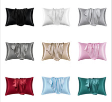 1/2PCS Pillowcase Silk Feel Satin Pillow cases Home Deco Bedding Cushion Covers