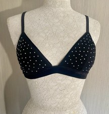 Black Sequin Velvet Trim Bra Top Size 10 From Next.
