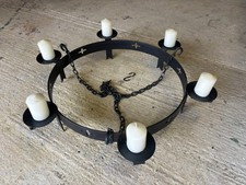 Wrought Iron 6 Candle Chandelier - 52cm Diameter - Gothic Heavy Chain 