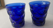 Antique / Vintage Glass cobalt blue bubble tumbler with star bottom