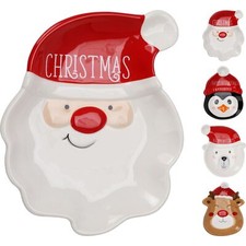 Ceramic Christmas Plate | Novelty Character Snack Plate Xmas Serving Dish - 19cm