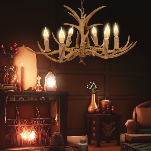 Retro brown antler chandelier - retro,