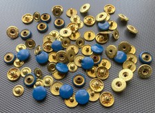 20 Newey England Press Stud Fasteners - Brass with Blue Tops