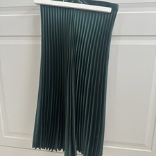 Whistles Dark Green Satin Pleated Skirt Uk10/ EU38