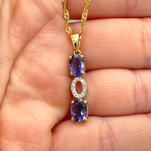 Gold necklace tanzanite - necklace,