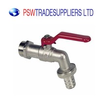 TAP WATER LEVER TYPE VALVE 3/4" RED HANDLE+ HOSE UNION