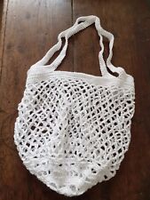 Hand crocheted white string market beach shopping bag - 100% cotton - FREE P&P