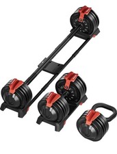 Adjustable 3-in-1 Dumbbell Pair 48KG (24KG x 2) | Barbell & Kettlebell Convert 