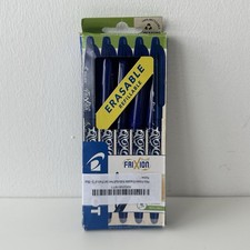 5 Pack Pilot FriXion Rollerball Clicker Erasable Tip Rubber Ballpoint Pens Blue