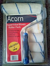 Acorn Super Value Woven Paint Roller Pack 5 x Medium Pile 1 x Long Pile + Roller