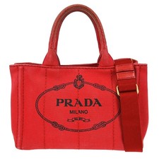 Prada Red Canvas Canapa 2way