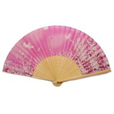 SILK HAND FAN 8" Pink