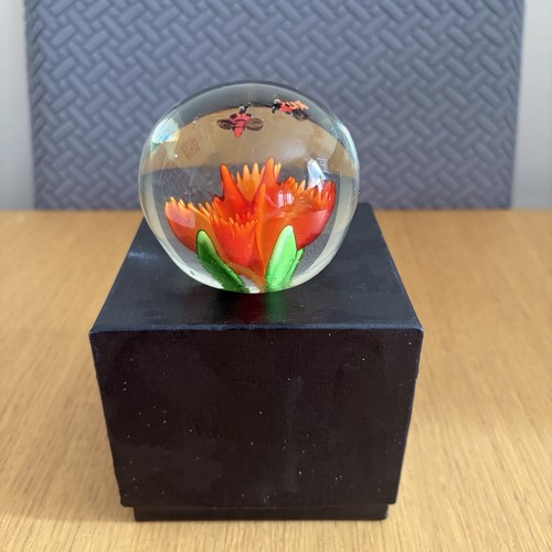 Glass paperweight with orange - with,