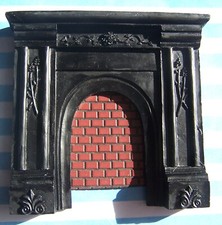 DOLLS HOUSE, FIREPLACE, 12TH, LEMAX, BLACK, ART-DECO, 60's, ORNATE, VINTAGE