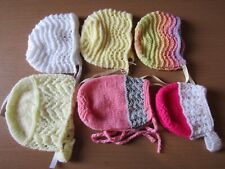 NEW ASSORTED HAND KNITTED OR CROCHET  BABY BONNETS.