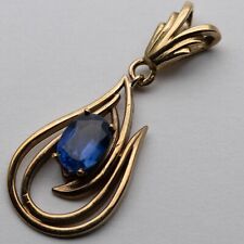 Vintage 9ct Yellow Gold Synthetic Sapphire Pendant