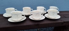 Churchill Homespun Rustic Speckle Cream Stoneware Cups & Saucers, 14 Piece