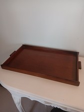Large Vintage Oak Gallery Serving Tray  Wooden Breakfast Tea Tray 22” X 14”