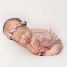 Baby Lace Romper Headband Set
