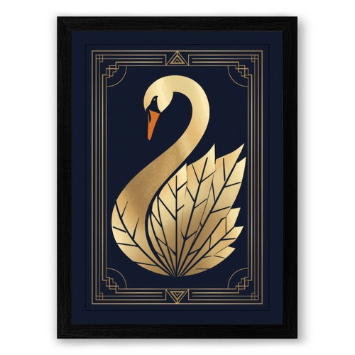 Gilded swan art deco - swan,