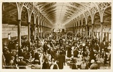 RPPC Barnstaple Market Devon People c1930s Postcard (A25)