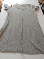 Ladies Nightie Bon marche 16/18 V Neck Short Sleeves Knee Length Grey 22185