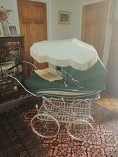 Vintage Green Silver Cross Pram With Westmoreland Nanny Sun Shade