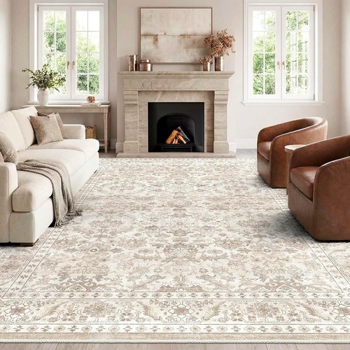 Vintage beige rug washable non - rug,