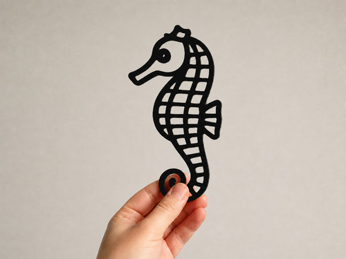Black seahorse wall art - black,