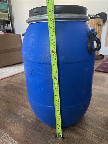 Blue plastic barrel drum - plastic,