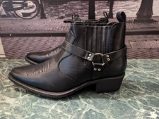 US Brass Cowboy Boots Men's Black Ankle UK 11 Cuban Heel