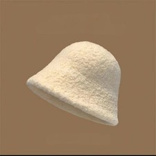 Women's Winter Sheepskin Bucket Hat, Warm Faux Fur Floppy Fisherman Hat