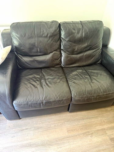 Black leather seater sofa - black,