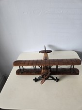 VINTAGE WOODEN HAND MADE DESK MODEL OF A BIPLANE WW1