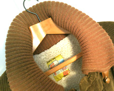 Vintage Corduroy XL Pea Coat Jacket Men Cotton Brown Pockets Lined Raglan Sleeve