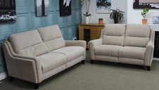 PARKER KNOLL PORTLAND PAIR OF STATIC LARGE 2+2 SEATER SOFAS IN DOBBY SAND FABRIC